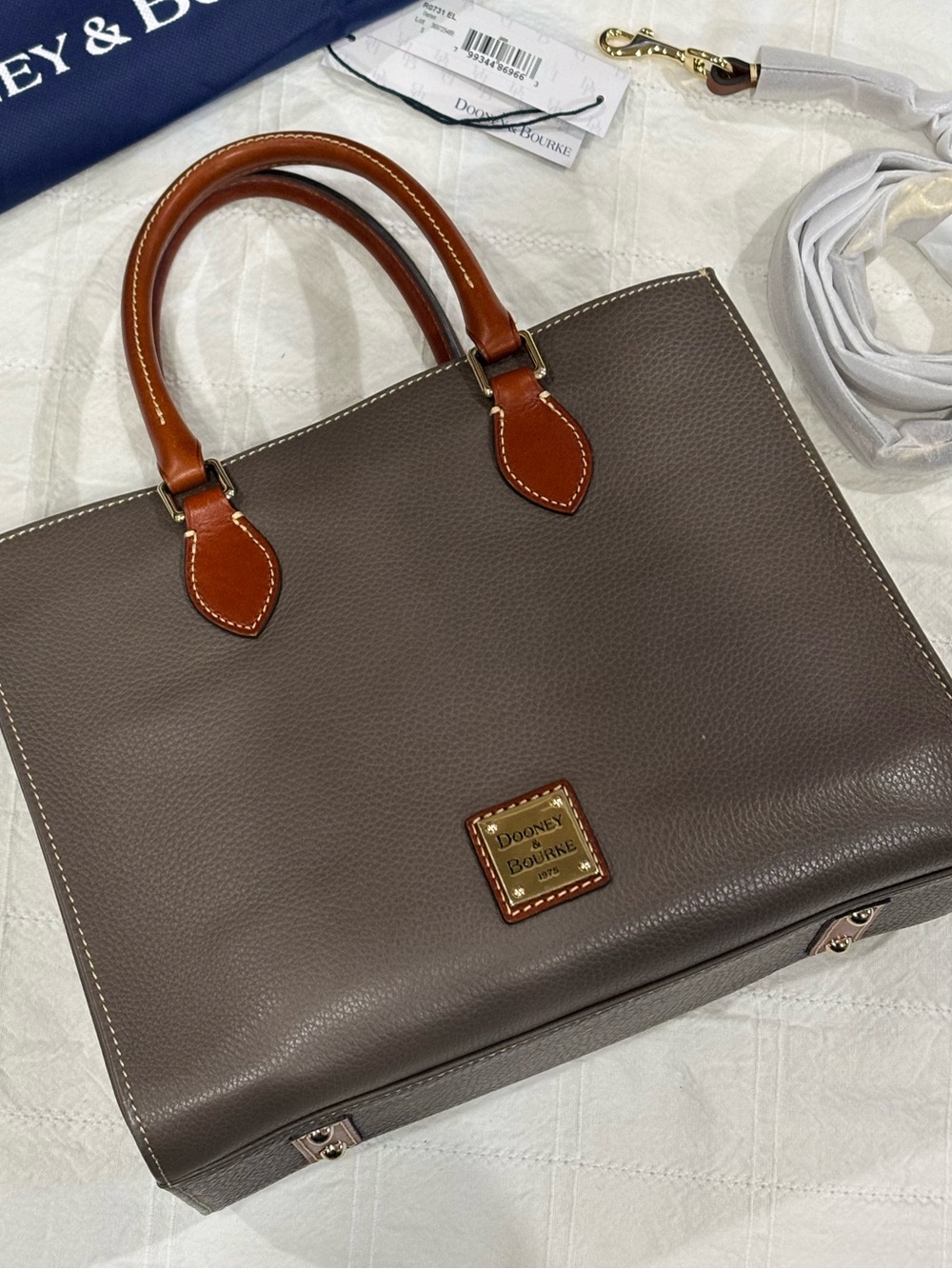 Dooney & Bourke Janine Pebble Grain Leather Satchel in Elephant